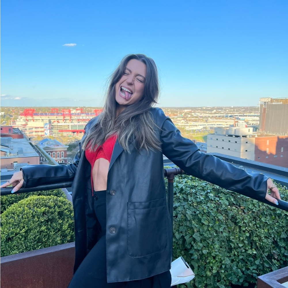 Black Leather Blazer Jacket - Picture 3 of 3